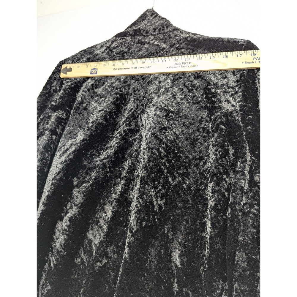 Dressbarn Woman Black Crushed Faux Fur Open Front Swing Coat Jacket Plus 14/16 - Picture 6 of 7